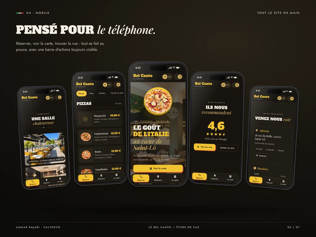 Réserver, voir la carte et trouver la rue, au pouce.